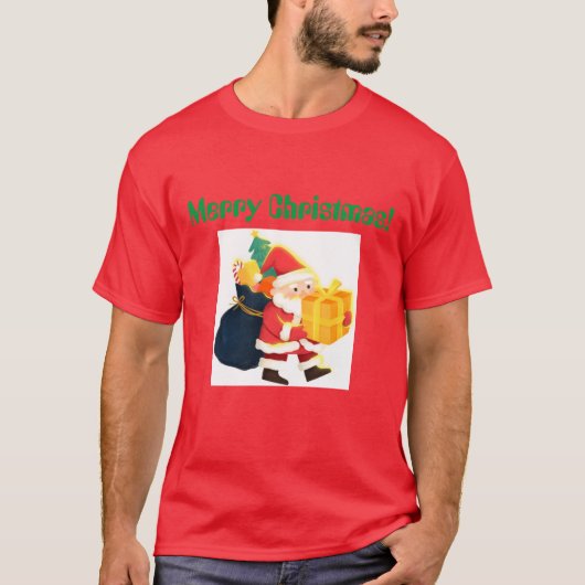 Vrolijk Kerstmis Gedrukt Wens Elegant Knap Cool T-shirt (Voorkant)