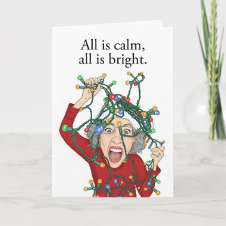 Vrolijk Kerstmis Gefrustreerde Vrouw Knoeit met Li Feestdagen Kaart