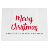 Vrolijk Kerstmis Gelukkig Nieuwjaar Rood Wit Aange Groot Cadeauzakje (Voorkant)