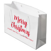 Vrolijk Kerstmis Gelukkig Nieuwjaar Rood Wit Aange Groot Cadeauzakje (Achterkant Gekanteld)