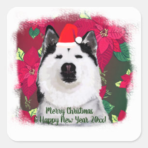 Vrolijk Kerstmis, Gelukkig Nieuwjaar Stucker aange Vierkante Sticker