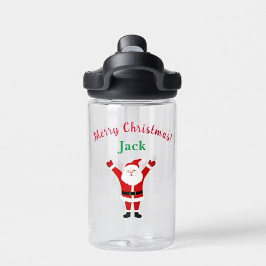 Vrolijk Kerstmis Gelukkige Kerstman Naam Waterfles (Achterkant)
