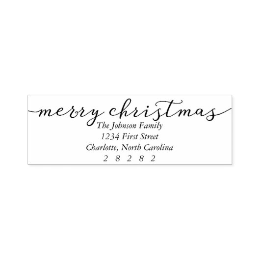 Vrolijk Kerstmis Gepersonaliseerd Vakantieadres Zelfinktende Stempel (Design)
