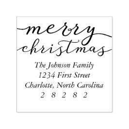 Vrolijk Kerstmis Gepersonaliseerd Vakantieadres Zelfinktende Stempel