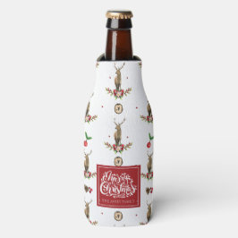 Vrolijk Kerstmis Gepersonaliseerd Winter Herten Pa Flesjeskoeler