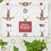 Vrolijk Kerstmis Gepersonaliseerd Winter Herten Pa Theedoek (Gevouwen)