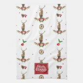 Vrolijk Kerstmis Gepersonaliseerd Winter Herten Pa Theedoek (Verticaal)