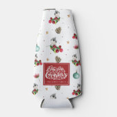 Vrolijk Kerstmis Gepersonaliseerd Wintervogelpatro Flesjeskoeler (Voorkant)