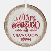 Vrolijk Kerstmis Gepersonaliseerde Familienaam Glas Ornament (Achterkant)