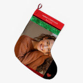 Vrolijk Kerstmis Gepersonaliseerde Foto en Naam Grote Kerstsok (Voorkant (Hangend))