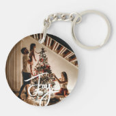 Vrolijk Kerstmis Gepersonaliseerde Foto en Naam Sleutelhanger (Achterkant)