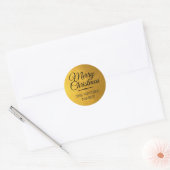 Vrolijk Kerstmis Gepersonaliseerde Gouden Envelopz Ronde Sticker (Envelop)
