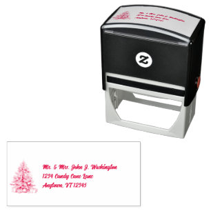 Vrolijk Kerstmis Gepersonaliseerde Kerstboom Terug Zelfinktende Stempel