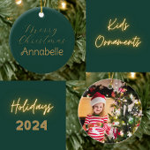 Vrolijk Kerstmis Gepersonaliseerde Naam Foto Keramisch Ornament