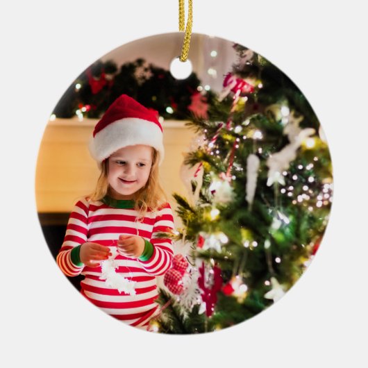 Vrolijk Kerstmis Gepersonaliseerde Naam Foto Keramisch Ornament (Voorkant)