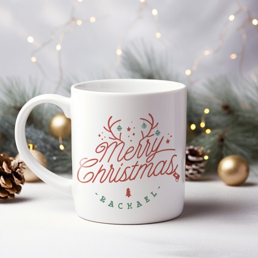 Vrolijk Kerstmis Gepersonaliseerde Rendieren Antle Grote Koffiekop