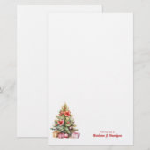 Vrolijk Kerstmis Gepersonaliseerde Tekst Kerstboom Briefpapier (Voorkant / Achterkant)