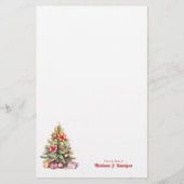 Vrolijk Kerstmis Gepersonaliseerde Tekst Kerstboom Briefpapier (Voorkant)