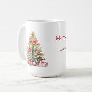 Vrolijk Kerstmis Gepersonaliseerde Tekst Kerstboom Koffiemok
