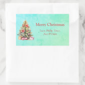 Vrolijk Kerstmis Gepersonaliseerde Tekst Kerstboom Rechthoekige Sticker (Tas)