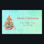 Vrolijk Kerstmis Gepersonaliseerde Tekst Kerstboom Rechthoekige Sticker<br><div class="desc">Twee secties van aanpasbare tekst markeren deze rechthoekige stickers van het kerstboomthema. Geweldig voor cadeau labels!</div>