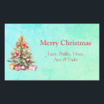 Vrolijk Kerstmis Gepersonaliseerde Tekst Kerstboom Rechthoekige Sticker<br><div class="desc">Twee secties van aanpasbare tekst markeren deze rechthoekige stickers van het kerstboomthema. Geweldig voor cadeau labels!</div>