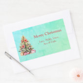 Vrolijk Kerstmis Gepersonaliseerde Tekst Kerstboom Rechthoekige Sticker (Envelop)