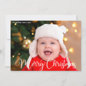 Vrolijk Kerstmis Gepersonaliseerde Witte Script Fo Feestdagenkaart (Voorkant)