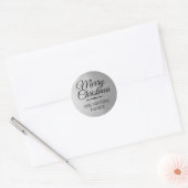 Vrolijk Kerstmis Gepersonaliseerde Zilveren Envelo Ronde Sticker (Envelop)