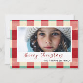 Vrolijk Kerstmis  geruite aangepaste foto Feestdagenkaart (Voorkant)