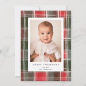 Vrolijk Kerstmis geschilderd rood en groen geruite Feestdagenkaart (Voorkant)