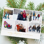 Vrolijk Kerstmis geschreven elegant | 6 Fotocollag Folie Feestdagenkaart<br><div class="desc">Echte Folie kerstvakantie kaarten - volledig bewerkbaar en  * Neem contact met mij op voor eventuele ontwerpvragen</div>