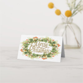 Vrolijk Kerstmis gevouwen plaats kaart Plaatskaartje