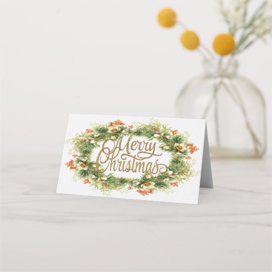 Vrolijk Kerstmis gevouwen plaats kaart Plaatskaartje (Voorkant)