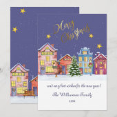 Vrolijk Kerstmis Gezellige Dorpsscène Kerstmis Kaa Feestdagenkaart (Voorkant / Achterkant)