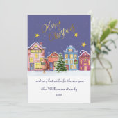 Vrolijk Kerstmis Gezellige Dorpsscène Kerstmis Kaa Feestdagenkaart (Staand voorkant)