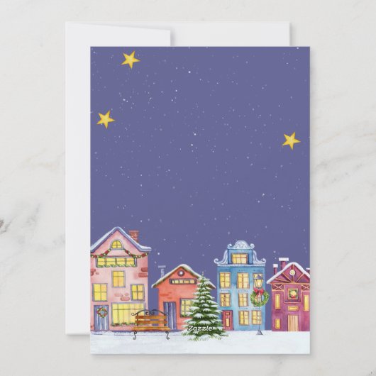 Vrolijk Kerstmis Gezellige Dorpsscène Kerstmis Kaa Feestdagenkaart (Achterkant)