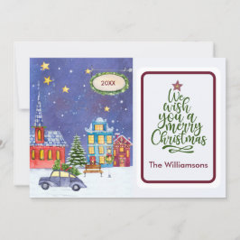 Vrolijk Kerstmis Gezellige Dorpsscène Kerstmis Kaa Kaart