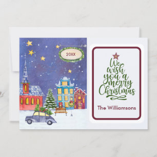 Vrolijk Kerstmis Gezellige Dorpsscène Kerstmis Kaa Kaart