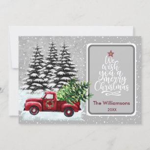 Vrolijk Kerstmis Gezellige Rode Vrachtwagen Kerstm Kaart