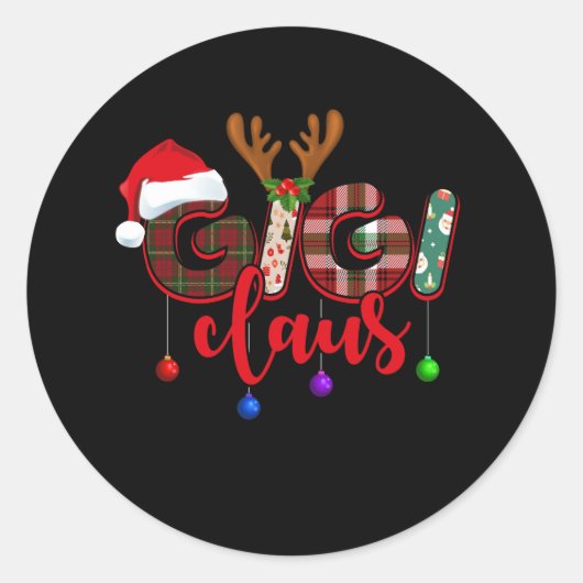 Vrolijk Kerstmis Gigi Claus Plaid Santa Claus Pet  Ronde Sticker (Voorkant)
