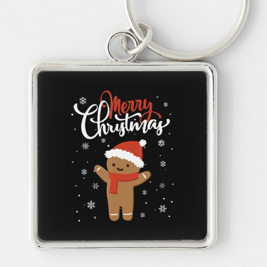 Vrolijk Kerstmis Ginger Brood Xmas Kerstkoekje Sleutelhanger (Voorkant)