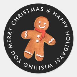 Vrolijk Kerstmis Gingerbread Cookie Custom Ronde Sticker
