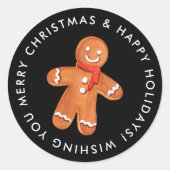 Vrolijk Kerstmis Gingerbread Cookie Custom Ronde Sticker (Voorkant)