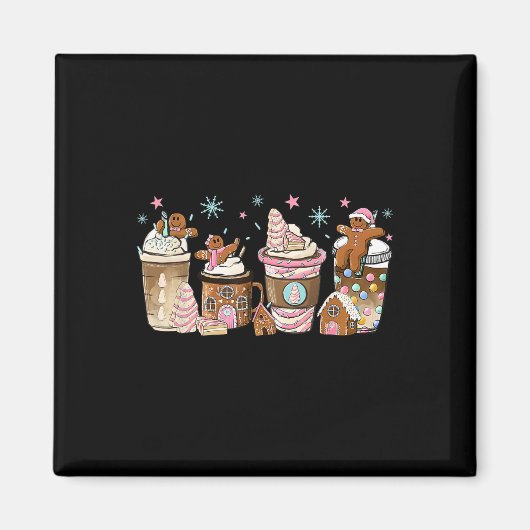 Vrolijk Kerstmis Gingerbread Cookie Koffiekopjes L Magneet (Voorkant)