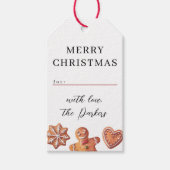 Vrolijk Kerstmis Gingerbread Cookies familienaam Cadeaulabel (Voorkant)