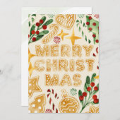 Vrolijk Kerstmis Gingerbread Cookies Lettering Feestdagenkaart (Voorkant / Achterkant)
