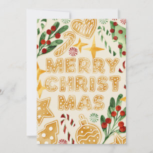 Vrolijk Kerstmis Gingerbread Cookies Lettering Feestdagenkaart