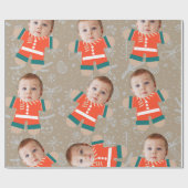 Vrolijk Kerstmis Gingerbread Custom Face Grappig Cadeaupapier (Vlak)