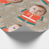 Vrolijk Kerstmis Gingerbread Custom Face Grappig Cadeaupapier (Hoek)